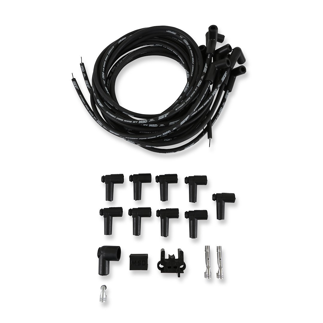 MSD Ignition Spark Plug Wire Set, Street Fire Wires, Unassembled, Black, 8 Millimeter, Silicone and Synthetic – 5552