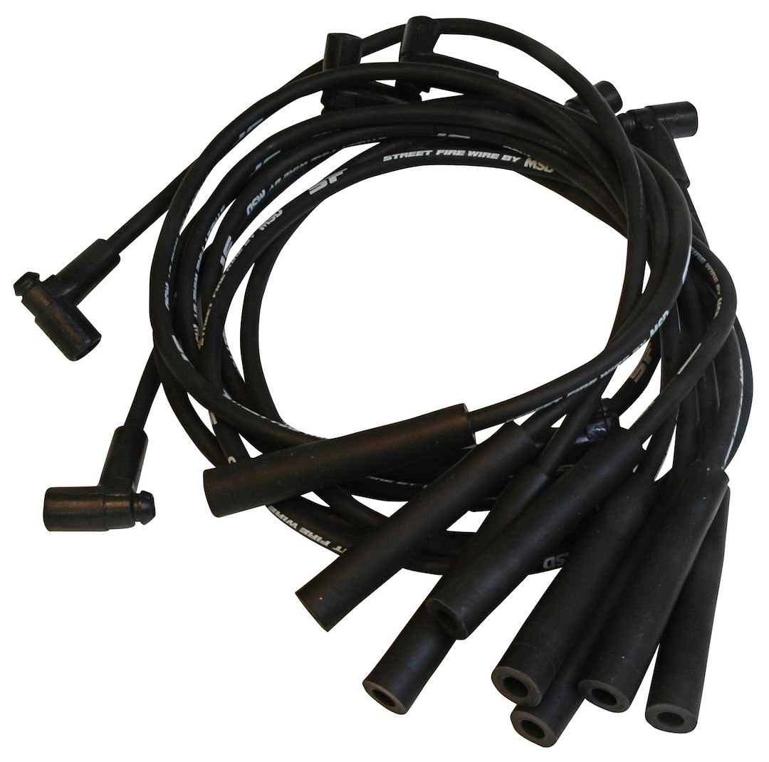 MSD Ignition Spark Plug Wire Set, Street Fire Wires, Pre Assembled Custom Tailored, Black, 8 Millimeter, Silicone and Synthetic – 5560