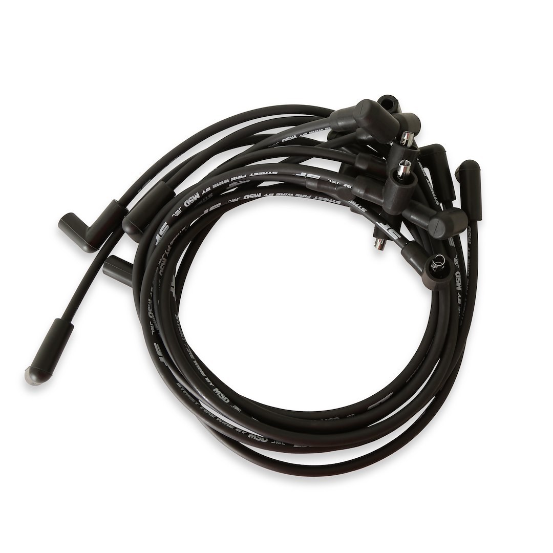 MSD Ignition Spark Plug Wire Set, Street Fire Wires, Pre Assembled, Black, 8 Millimeter, Silicone and Synthetic – 5565
