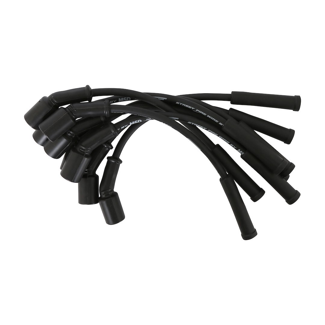 MSD Ignition Spark Plug Wire Set, Street Fire Wires, Pre Assembled: Black, 8 Millimeter, Silicone and Synthetic – 5574