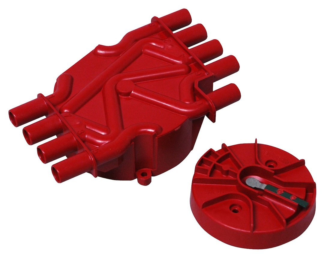 MSD Ignition Distributor Cap and Rotor Kit, Bolt Down, Vortec Style Posts, Red – 8017