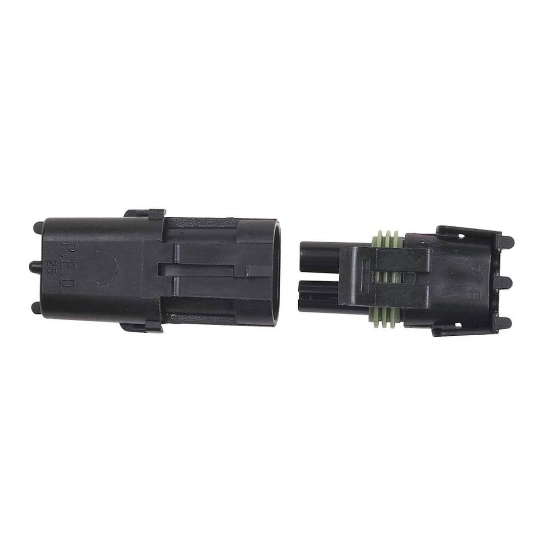 MSD Ignition Wiring Harness Connector, 2 Position Male Tower/Female Shroud Weathertight Connector, With Connector Pins and Seals – 8173