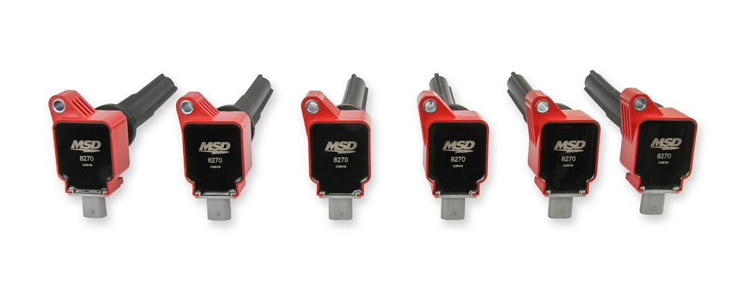 MSD Ignition Ignition Coil, Coil-On-Plug, 46,000 Maximum Voltage, Red, Set of 6 – 82706