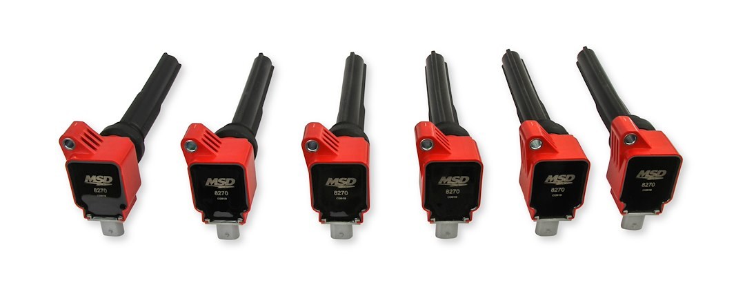 MSD Ignition Ignition Coil, Coil-On-Plug, 46,000 Maximum Voltage, Red, Set of 6 – 82706