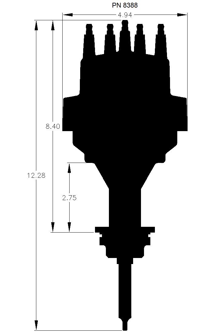 MSD Ignition Distributor, Ready-To-Run, For Use with Chrysler 318-360 Cubic Inch Engines, Magnetic Trigger, Vacuum and Mechanical Advance – 8388