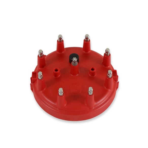 MSD Ignition Distributor Cap and Rotor Kit, Large Ford Style, With Wire Retainer, Clip Down, Hei Style Posts, Red – 84085
