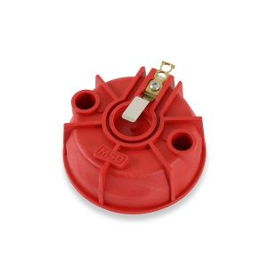 MSD Ignition Distributor Cap and Rotor Kit, Large Ford Style, With Wire Retainer, Clip Down, Hei Style Posts, Red – 84085