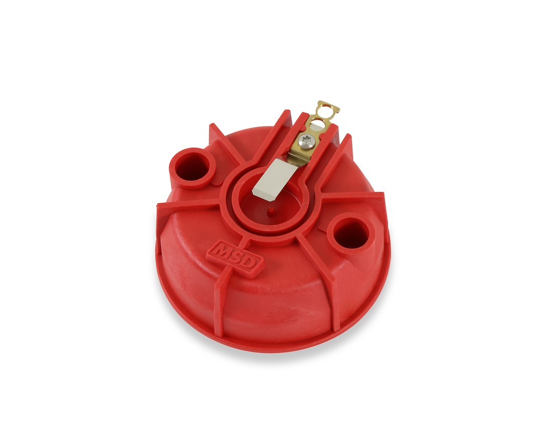 MSD Ignition Distributor Cap and Rotor Kit, Large Ford Style, With Wire Retainer, Clip Down, Hei Style Posts, Red – 84085