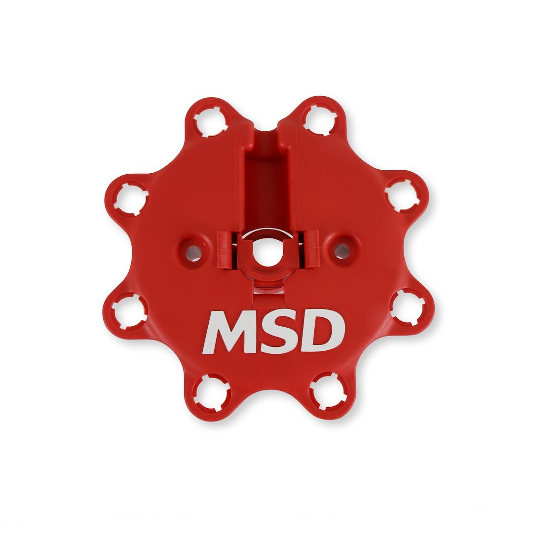 MSD Ignition Distributor Cap and Rotor Kit, Large Ford Style, With Wire Retainer, Clip Down, Hei Style Posts, Red – 84085