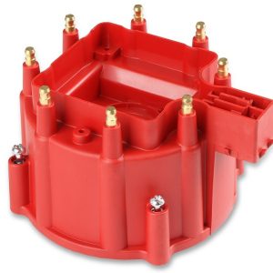 MSD Ignition Distributor Cap and Rotor Kit, For Use with GM V8 Hei with Internal Coil, Bolt Down, Hei Style Posts, Red – 8416