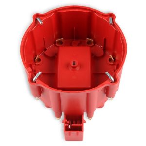 MSD Ignition Distributor Cap and Rotor Kit, For Use with GM V8 Hei with Internal Coil, Bolt Down, Hei Style Posts, Red – 8416