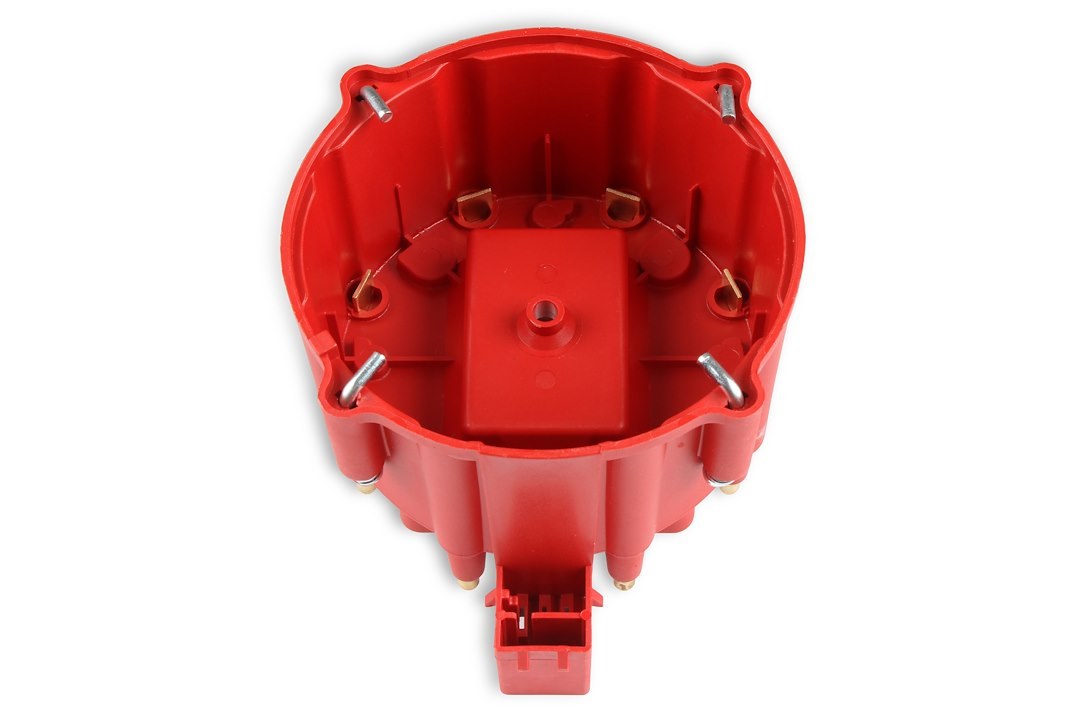 MSD Ignition Distributor Cap and Rotor Kit, For Use with GM V8 Hei with Internal Coil, Bolt Down, Hei Style Posts, Red – 8416