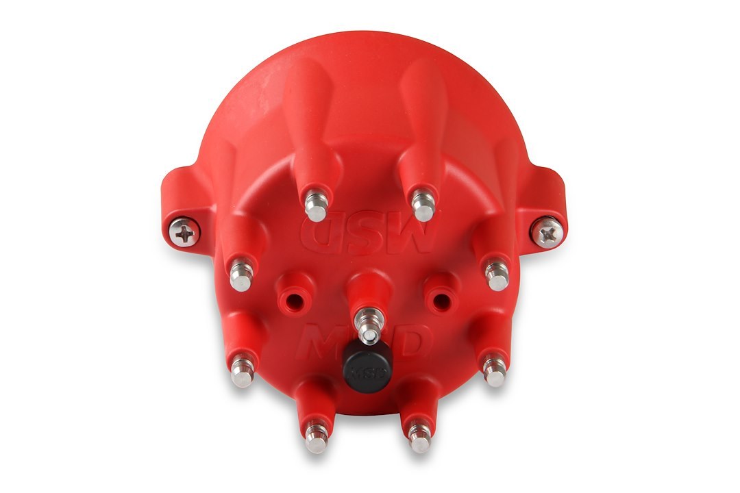 MSD Ignition Distributor Cap and Rotor Kit, For Use with Msd Pro-Billet Distributors, With Wire Retainer, Bolt Down, Hei Style Posts, Red – 84335