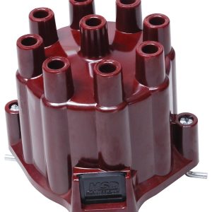 MSD Ignition Distributor Cap, For Use with Chevy V8 Engines, Standard Cap, Bolt Down, Socket Style Posts, Brown – 8437