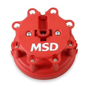 MSD Ignition Distributor Cap and Rotor Kit, For Use with Ford V8 Tfi Distributors, With Wire Retainer, Clip Down, Hei Style Posts, Red – 8482