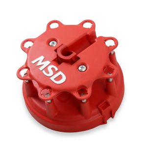 MSD Ignition Distributor Cap and Rotor Kit, For Use with Ford V8 Tfi Distributors, With Wire Retainer, Clip Down, Hei Style Posts, Red – 8482