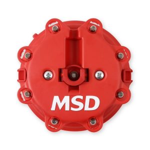 MSD Ignition Distributor Cap and Rotor Kit, For Use with Ford V8 Tfi Distributors, With Wire Retainer, Clip Down, Hei Style Posts, Red – 8482