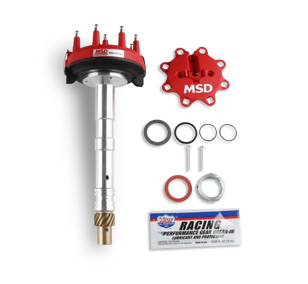 MSD Ignition Distributor, Low-Profile, For Use with Chevy Tall Block V8 Engines, Without Ignition Control Module, Crank Trigger – 8558