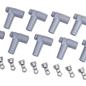 MSD Ignition Distributor Boot, 90 Degree Hei Style, Fits 8.5 Millimeter Wires, With Terminal, Silicone, Set of 9 – 8849