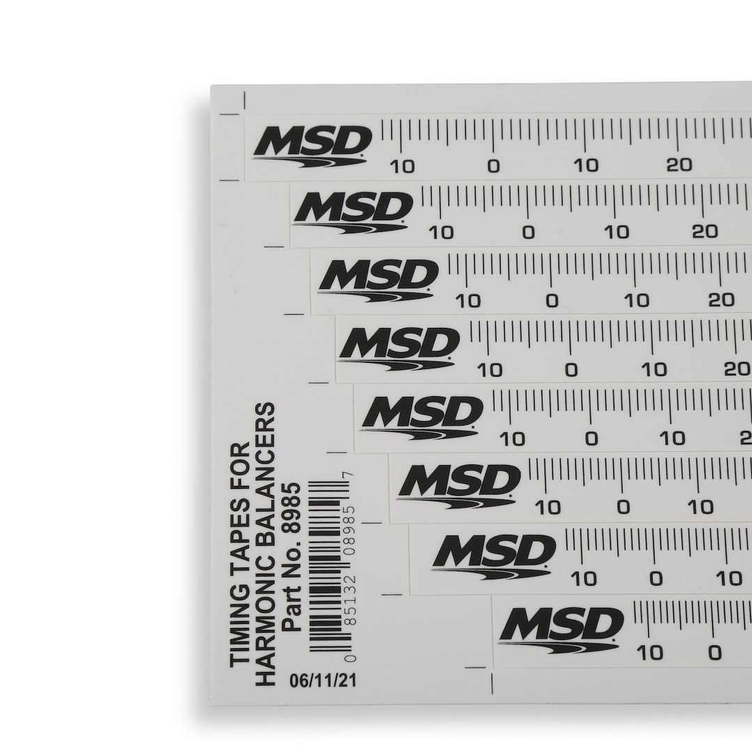 MSD Ignition Timing Tape, For Use with 5.25/6/6.375/6.75/7/7.25/7.5/8 Inch Harmonic Balancers – 8985
