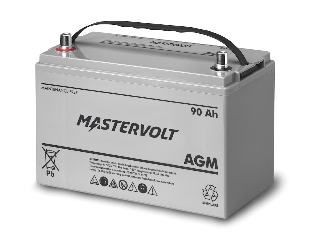 Mastervolt Battery, AGM Series, Group 31, AGM Absorbed Glass Mat, 12 Volt, 570 Cold Cranking Amps, Top Terminal, 13 Inch Length – 62000900