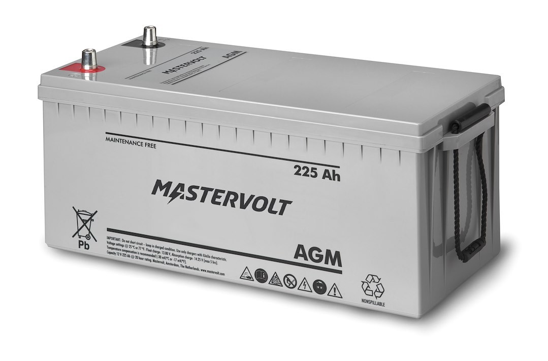 Mastervolt Battery, AGM Series, Group 8D, AGM Absorbed Glass Mat, 12 Volt, 1080 Cold Cranking Amps, Top Terminal, 20.6 Inch Length – 62002250