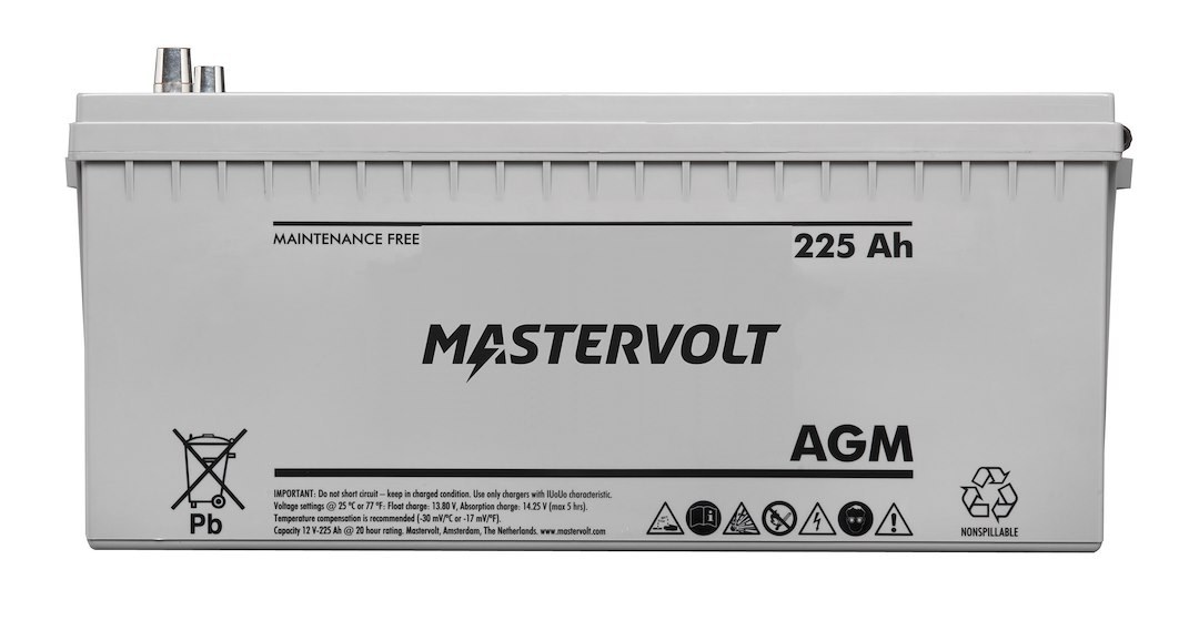 Mastervolt Battery, AGM Series, Group 8D, AGM Absorbed Glass Mat, 12 Volt, 1080 Cold Cranking Amps, Top Terminal, 20.6 Inch Length – 62002250