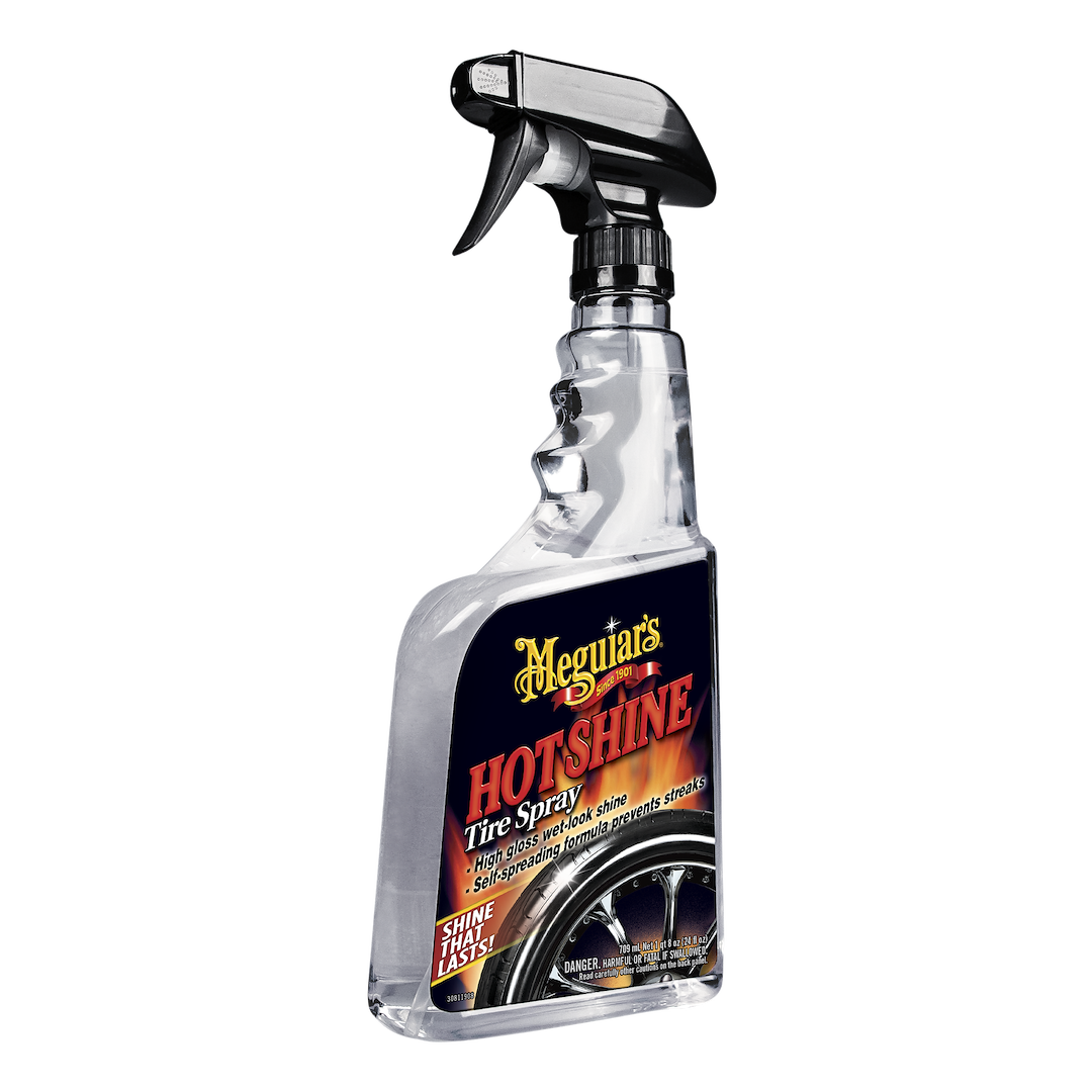 Meguiars Wax Tire Dressing, Hot Shine ™, High Gloss Tire Coating, 24 Ounce Spray Bottle – G12024