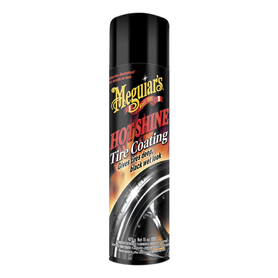 Meguiars Wax Tire Dressing, Hot Shine ™, High Gloss Tire Coating, 15 Ounce Aerosol – G13815