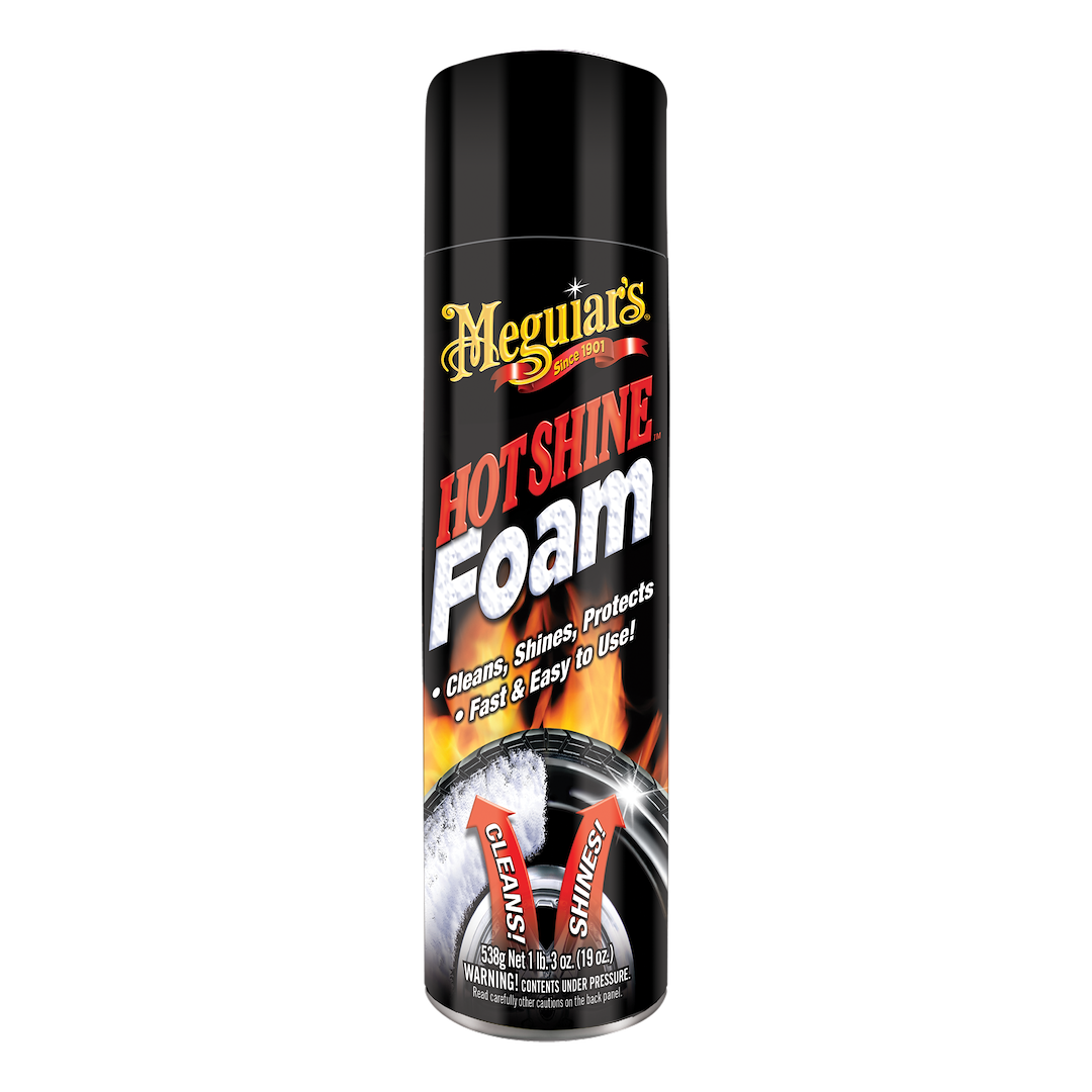 Meguiars Wax Tire Dressing, Hot Shine ™, Tire Foam, 19 Ounce Aerosol – G13919