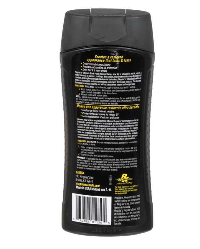 Meguiars Wax Trim Restorer, Ultimate, Use to Restore All Exterior Plastic/ Vinyl and Rubber Trim, Liquid, 16 Ounce, Bottle, Single – G15816