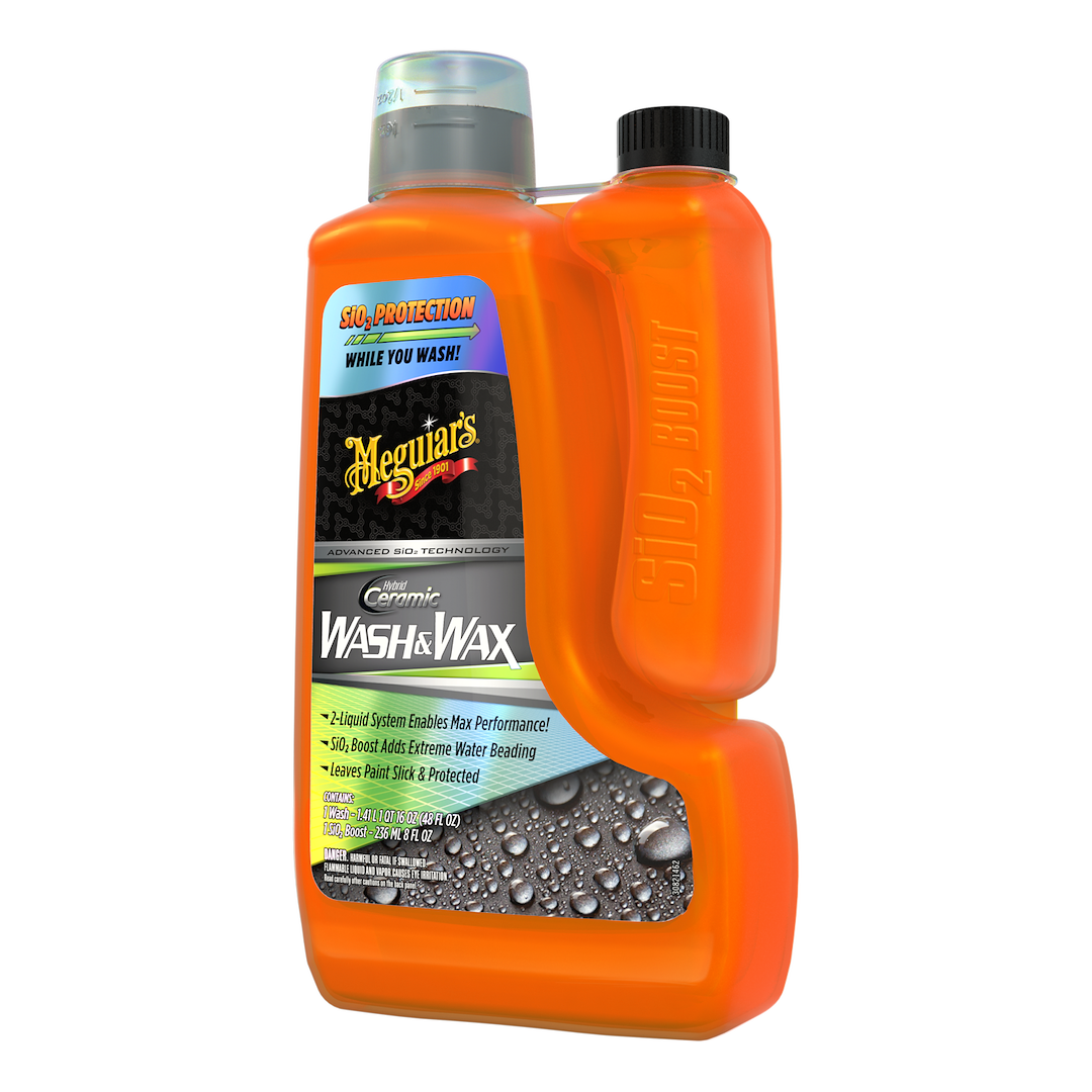 Meguiars Wax Car Wash, Hybrid, Liquid, 48 Ounce Bottle, 8 Ounce SIO2 Boost, With Instant Water Beading Protection – G210256