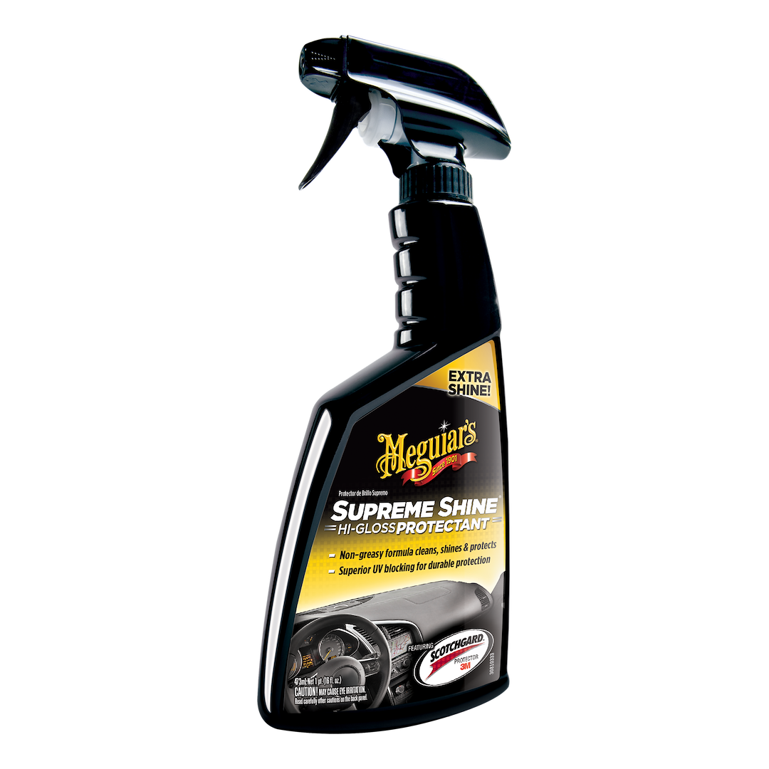 Meguiars Wax Interior Cleaner, Classic Series, Use on Vinyl/ Rubber/ Plastic, Supreme Shine, Sweet Fragrance, 16 Ounce Spray Bottle – G4016