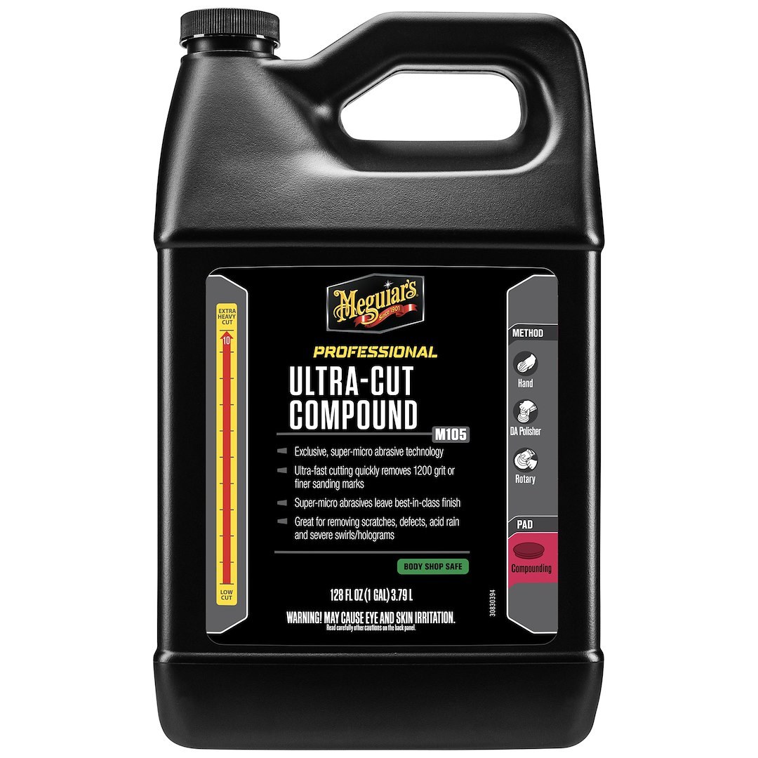 Meguiars Wax Polishing Compound, Mirror Glaze ®, Removes Light Swirls and Adds Gloss Clarity, Ultra Cut Compound, Liquid, 1 Gallon Jug – M10501