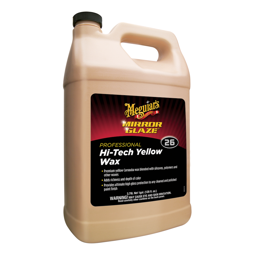 Meguiars Wax Car Wax, Mirror Glaze ®, Yellow Carnauba Wax Blended with Silicones/ Polymers and Other Waxes, Liquid, 1 Gallon Jug – M2601