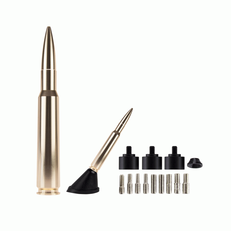Metra Antenna, Ammotenna, Radio, Gold, Billet Aluminum, 0.50 Caliber Replica Antenna Mast, 5-1/2 Inch Length, Removable Mast, Threaded Mounting – 50GD