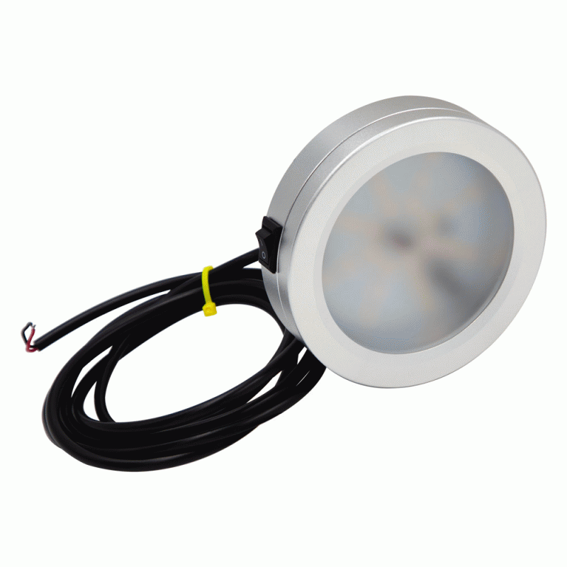 Metra Interior Light – LED, 24 LED, 3.5 Inch Diameter, White, 10 to 30 Volt DC, 436 Lumens, 72 Watt, Flood Beam, Surface Mount – ML-CLWHT