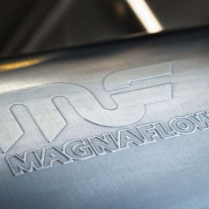 MagnaFlow Exhaust Muffler, 4 Inch X 9 Inch Oval Satin Stainless Steel Case, Single 2-1/4 Inch Offset Inlet, Single 2-1/4 Inch Center Outlet – 11365