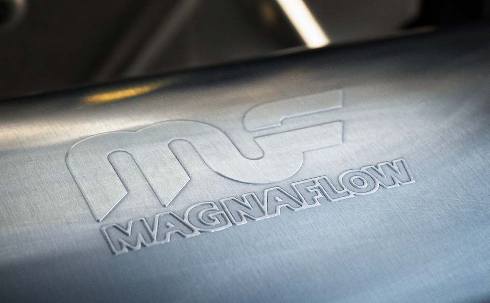 MagnaFlow Exhaust Muffler, 4 Inch X 9 Inch Oval Satin Stainless Steel Case, Single 2-1/4 Inch Offset Inlet, Single 2-1/4 Inch Center Outlet – 11365