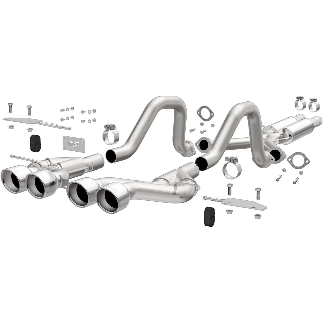 MagnaFlow Exhaust System Kit, Magnapak Cat-Back System, Stainless Steel, With Mufflers, 2-1/2 Inch Pipe Diameter, Dual Exhaust with Quad Exit – 15281