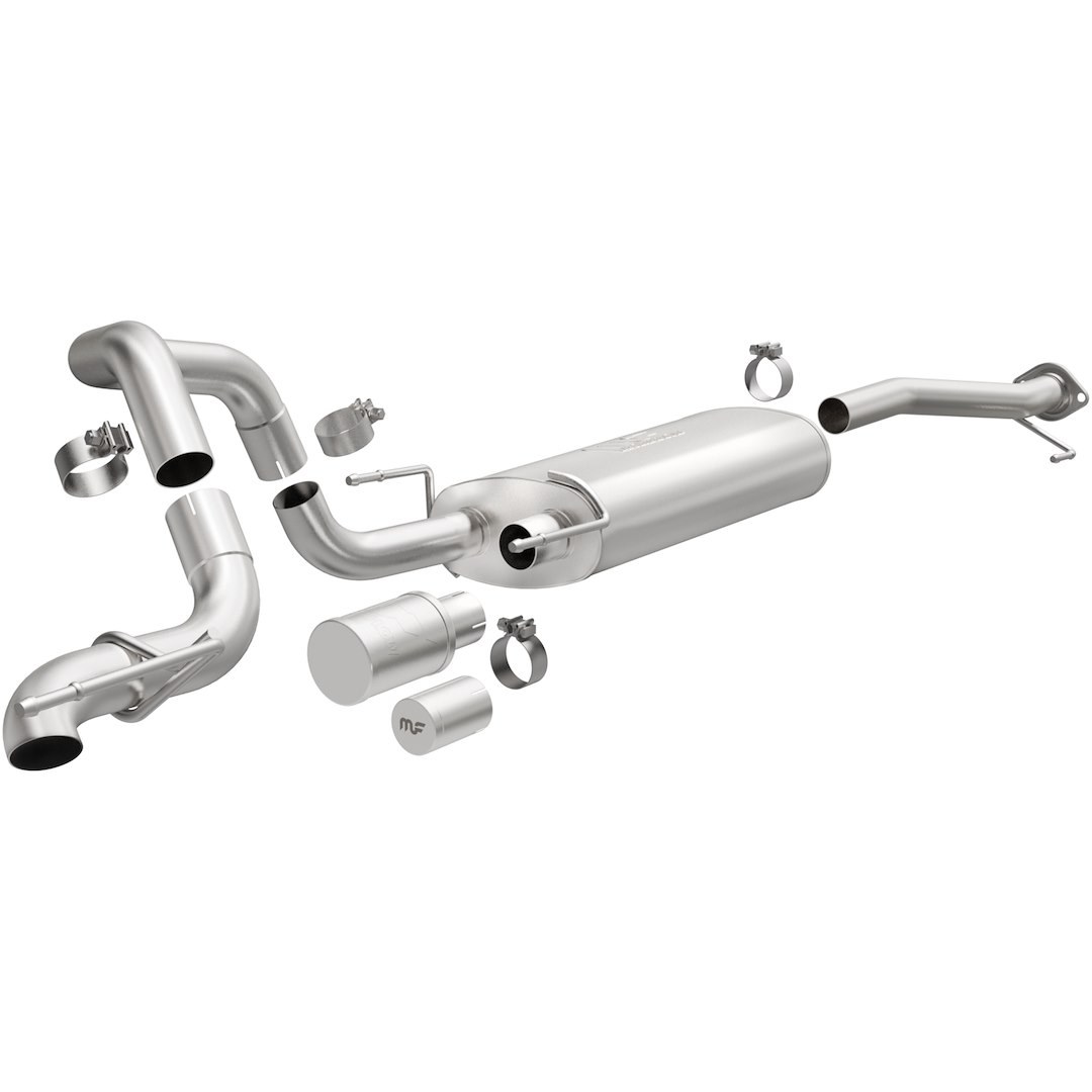 MagnaFlow Exhaust System Kit, Overland Series Cat-Back System, Stainless Steel, With Mufflers, 2-1/2 Inch Pipe Diameter – 19546