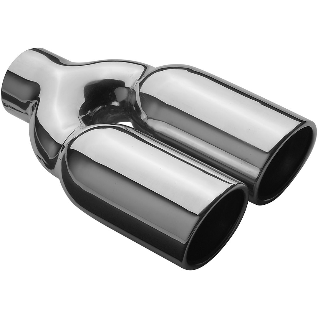 MagnaFlow Exhaust Tail Pipe Tip, Performance, 2-1/4 Inch Inside Diameter Inlet, Dual 3 Inch Outlets, Stainless Steel, Round, Angled Cut – 35168