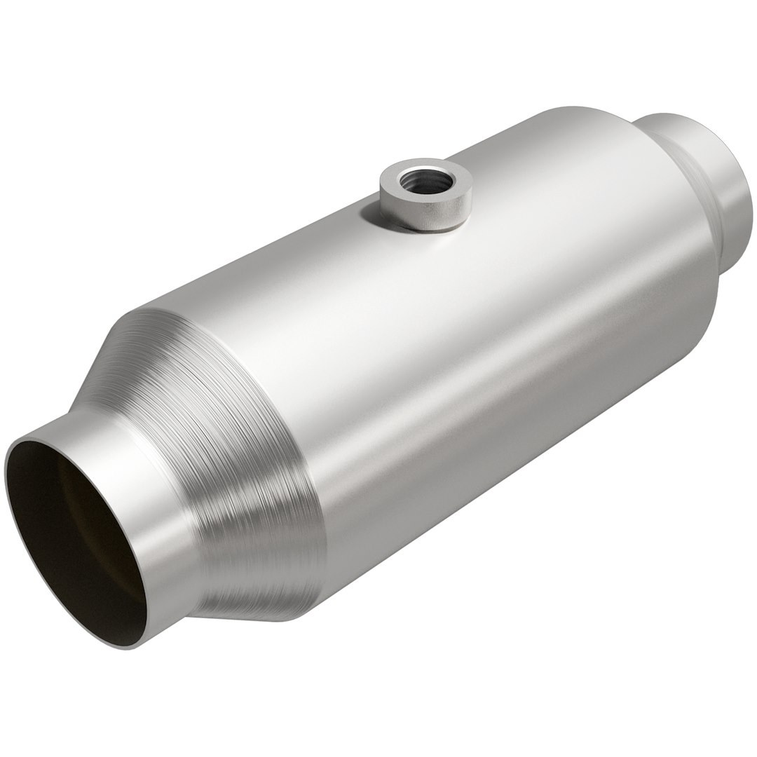 MagnaFlow Catalytic Converter, Universal Converters, Stainless Steel Round Case, Single 2-1/2 Inch Inlet, Single 2-1/2 Inch Outlet – 5551356