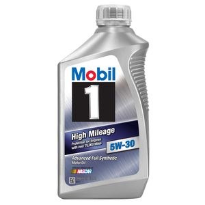 Mobil Oil, SAE 5W-30, Full Synthetic, 1 Quart Bottle, Single, High Mileage Oil – 103767