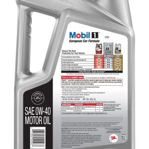 Mobil Oil, SAE 0W-40, Full Synthetic, Motor Oil, 5 Quart Jug, Single – 120760
