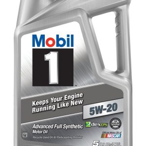 Mobil Oil, SAE 5W-20, Full Synthetic, Motor Oil, 5 Quart Jug, Single – 120763