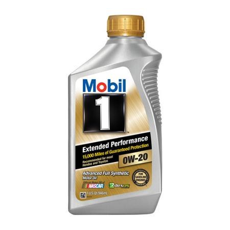 Mobil Oil, SAE 0W-20, Full Synthetic, 1 Quart Bottle, Single, Extended Performance Formula – 120926