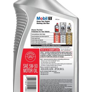 Mobil Oil, Fs X2, SAE 5W-50, Synthetic, 1 Quart Bottle, Single – 122075
