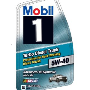 Mobil Oil, SAE 5W-40, Full Synthetic, 1 Quart Bottle, Single, Turbo Diesel Truck Oil – 122253