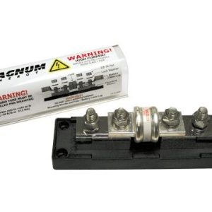 Magnum Fuse Block, 200 Amps, For Battery Bank and Inverter, Anl Style Fuse, With Protective Cover, With 2 Black Rubber Terminal Insulators – ME-200F